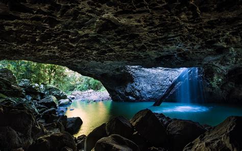 nature, Landscape, Pond, Cave, Waterfall, Trees, Rock, Australia ...