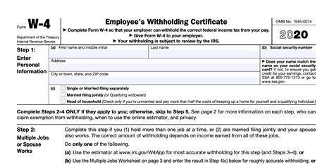 Free Printable W 4 Form For Employees Free Templates Printable