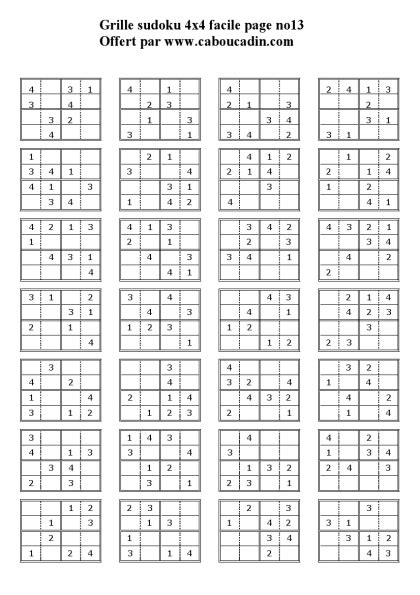 Pour les grilles sudoku enfants vous pouvez en imprimer 16 par page. Jeux à imprimer gratuit | Grilles de sudoku enfant facile ...