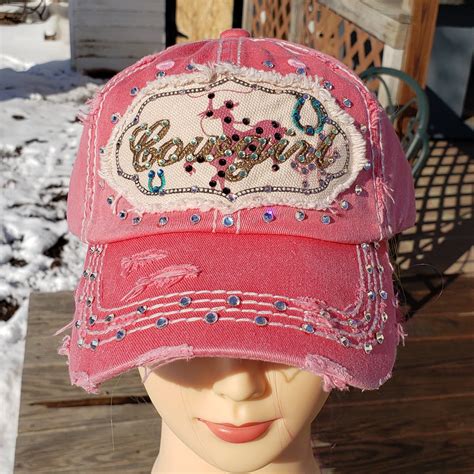 Ladies Coral Cowgirl Bling Hat Etsy Cowgirl Bling Cowgirl