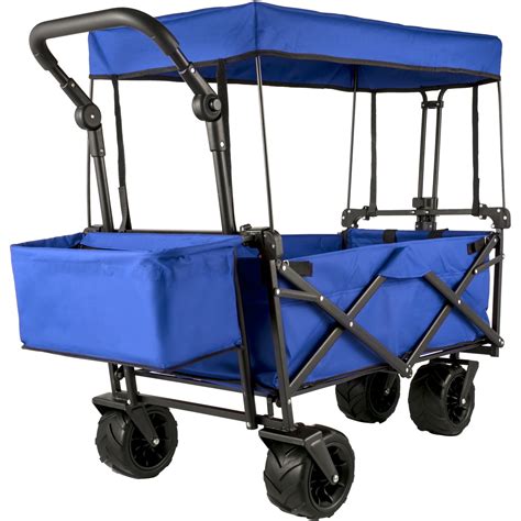 VEVORbrand Collapsible Wagon Cart Blue, Foldable Wagon Cart Removable