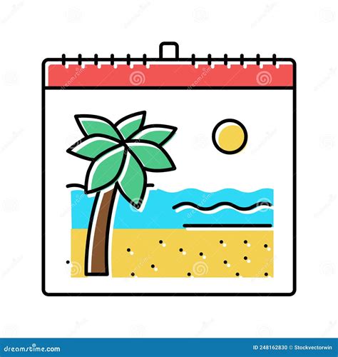 Vacation Calendar Color Icon Vector Illustration Stock Vector
