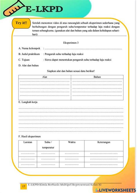 Faktor Faktor Yang Mempengaruhi Laju Reaksi 2 Worksheet