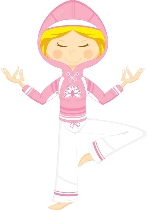 Hooded Top Yoga Girl Flower Cartoon Blonde Hair Vector Flower Cartoon