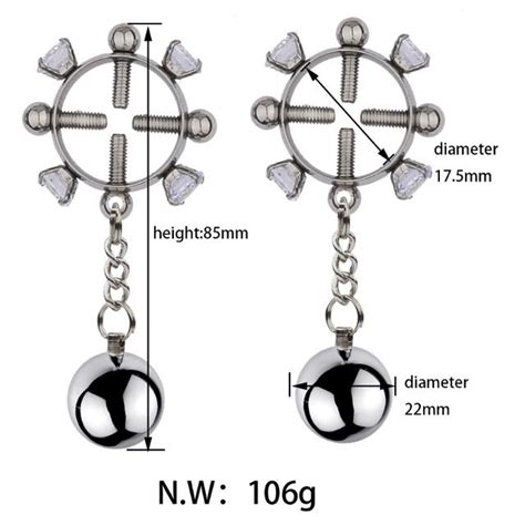 Buy Metal Nipple Clamps Clips Gravity Ball Breast Torture Slave Bdsm