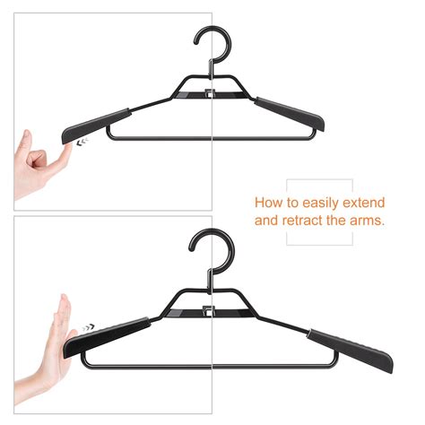 5 Pack Black Mens Clothes Hangers Slim Cascading Hangers Extra Wide