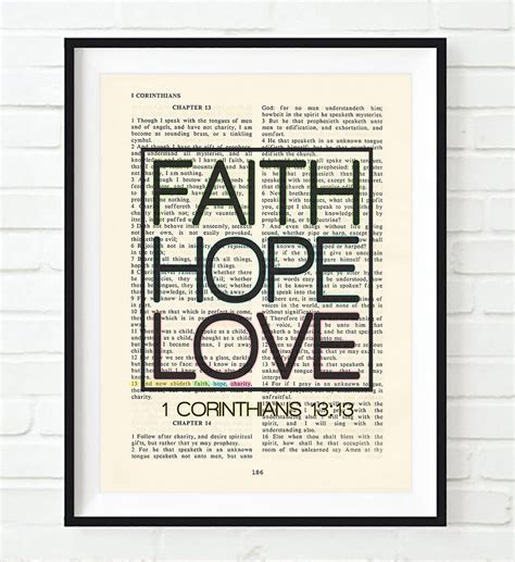 Faith Hope Love 1 Corinthians 1313 Bible Page Christian Art Print