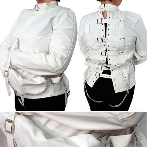 White Asylum Patient Straight Jacket Halloween Costume Unisex Armbinder Insane Unbranded