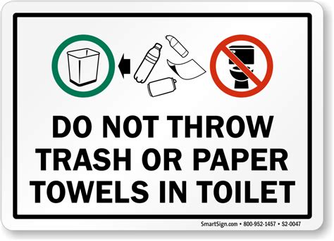 Warn employees of hazardous situations for a safer workplace. No Waste In Toilet Signs | No Rubbish in Toilet Signs