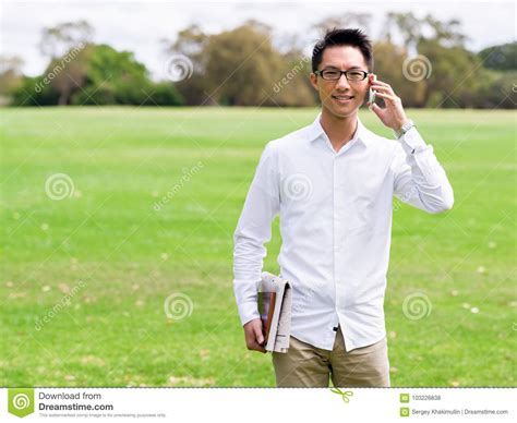 Businessman Portrait With Mobile Phone Outdoors Stock Photo Image Of