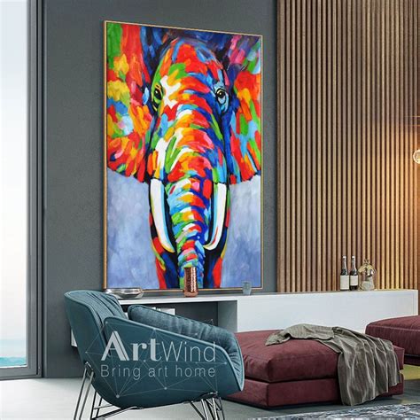 Bright Elephant Painting Elephant Canvas Art Original Acrylic Etsy In
