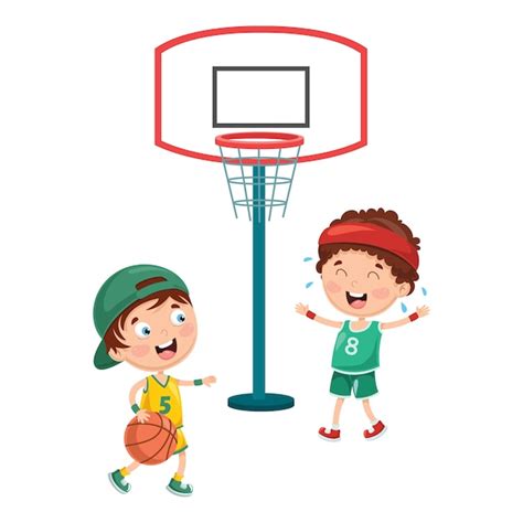 Ilustración Del Niño Jugando Al Baloncesto Vector Premium