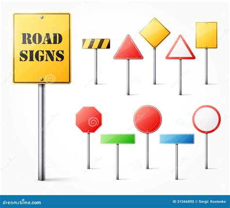 Set Of Road Signs Stock Vector Illustration Of Travel 31566890