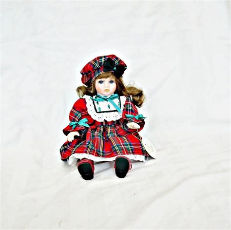 Vintage Large Porcelain Doll Scottish Dress Sitting Doll Etsy