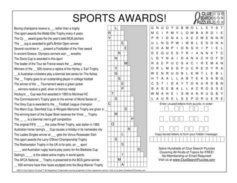 SPORTS AWARDS TRIVIA QUIZ – Clue Search Puzzles