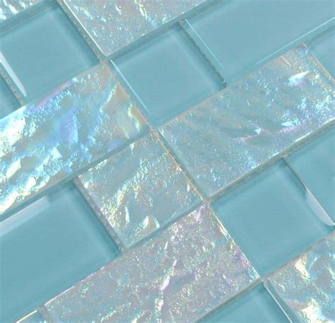 Oceanic Unique Shapes Aqua Glossy And Iridescent Glass Tilesheets Glass Pool Tile Pool Tile