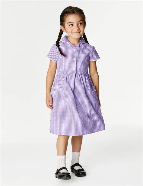 Purple Gingham School Dresses Mands