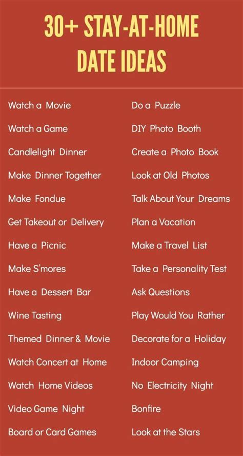 30 Fantastic Stay At Home Date Ideas Check Out This List Of Free And