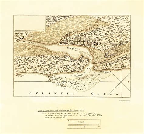 Jp 聖アウグスティヌスの古い独立戦争マップ Harbour 1763 23 X 3169 Matte