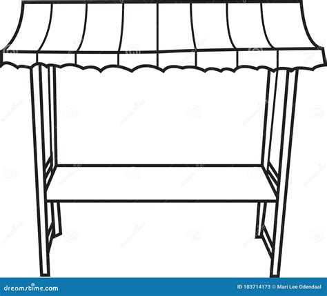 Vector Outline Of Market Stand Stock Vector Illustration Of Frame
