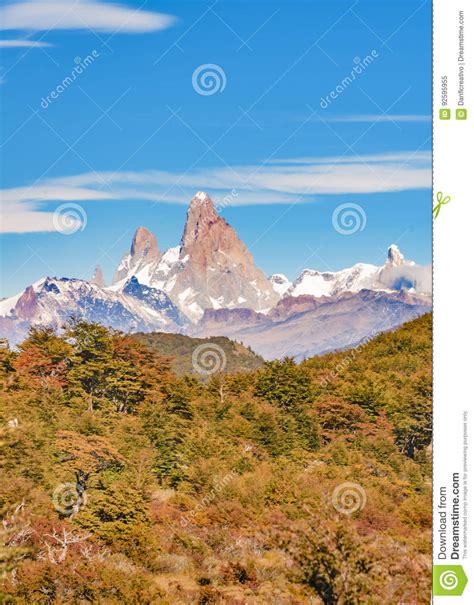 Fitz Roy Mountain Distant View Aisen Chile Stock Image Image Of