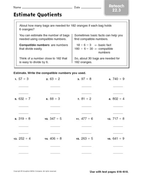 Estimating With Compatible Numbers Worksheet