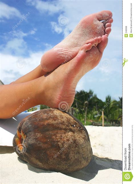 Relaxing Beach Feet Stock Photo Image Of Tropical Coconut