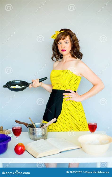 Housewife In The Kitchen Stock Photo Image Of Book Kitchen