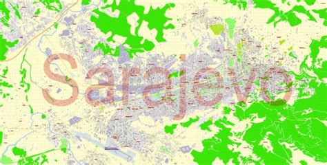 City Map Sarajevo Vector Urban Plan Adobe Illustrator