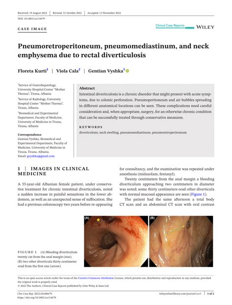 Pdf Pneumoretroperitoneum Pneumomediastinum And Neck Emphysema Due To Rectal Diverticulosis