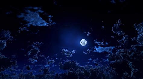 Moonlit Sky Moon Clouds Sky Blue Night Hd Wallpaper Peakpx