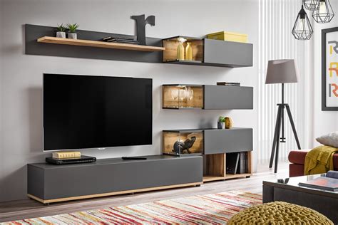 A living room can serve many different functions, from a formal sitting area to a casual living space. Simi - Anthracite modern entertainment center / living ...