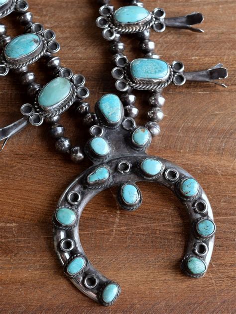 Vintage Navajo Sterling Silver And Turquoise Squash Blossom Etsy