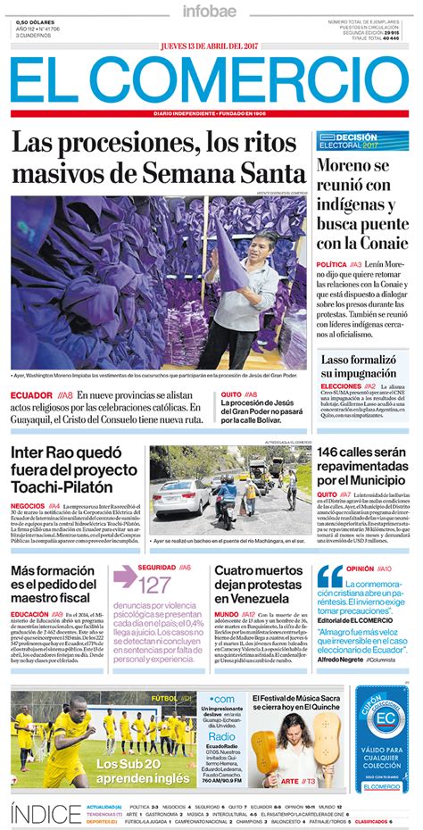 El Comercio Ecuador Jueves 13 De Abril De 2017 Infobae