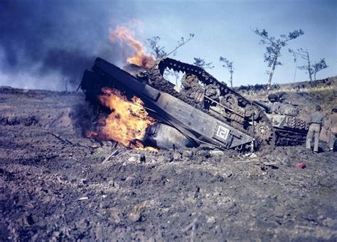 Usmc M4a3 Sherman Of The 6th Tank Battalion Destroyed By A Japanese