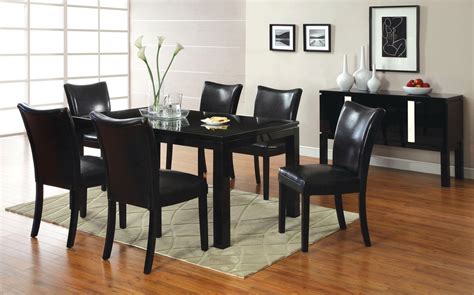 Lamia I Contemporary Black Casual Dining Set With Leatherette Parson