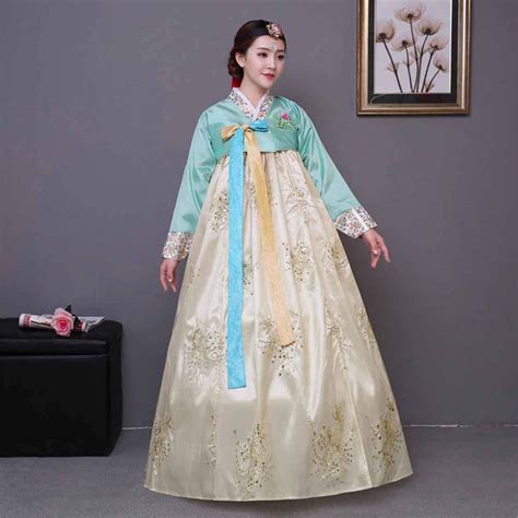Buy Female Korean Traditional Long Sleeve Classic Hanboks Dress Cosplay