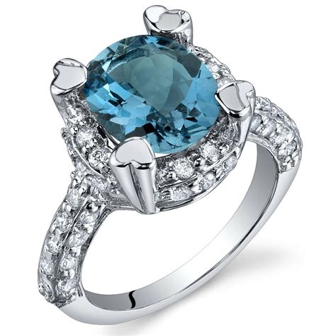 3 Carat Oval London Blue Topaz Natural Gemstone Ring In Sterling Silver