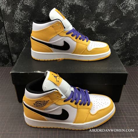 These sneakers released in february 2019. Women/Men Super Deals Air Jordan 1 Mid Lakers Sail Yellow ...