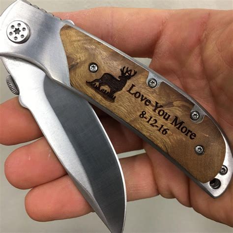Love You More Engraved Hunting Knife Stainless Steel Folding Pocket