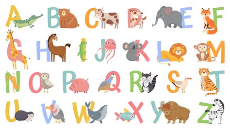 Premium Vector Cartoon Animals Alphabet For Kids Learn Letters With