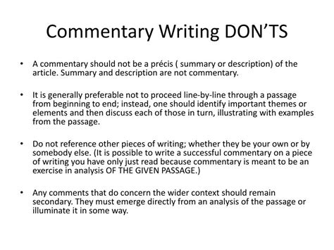 Ppt Commentary Writing Donts Powerpoint Presentation Free Download