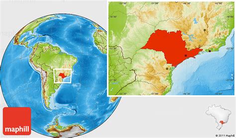 Klicken sie auf ein land, um eine detaillierte karte anzuzeigen. Physical Location Map of Sao Paulo