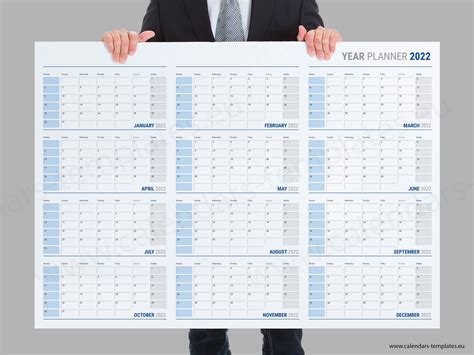 2022 Big Yearly Horizontal Annual Printable Wall Planner Etsy