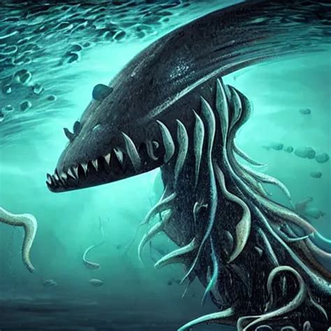The Deep Sea With Gigantic Sea Monster Thalassophobia Stable