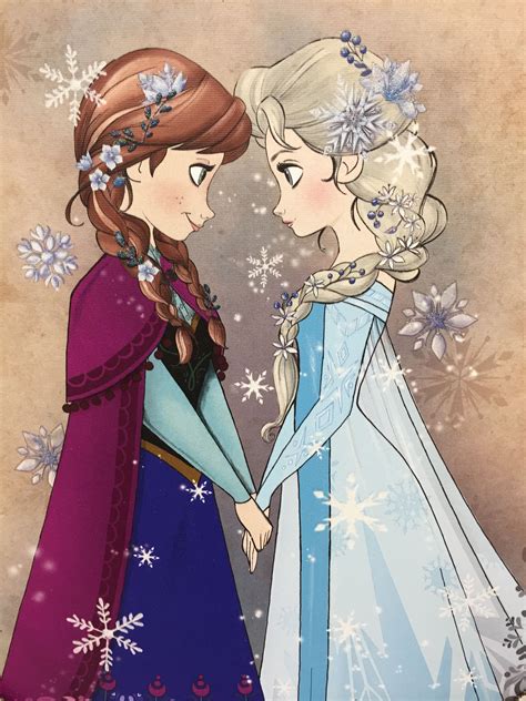 Anna And Elsa In Their Sisterly Love With Magical Snowflakes Disney
