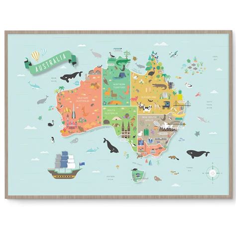 Australia and southeast asia australia indonesia malaysia new zealand papua new guinea philippines singapore. Amazing Australia Map Nursery and Kids Room Print - Fizzy ...