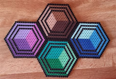 Perler Hexagon Coasters Perler Beads Designs Hamma Beads Ideas Diy