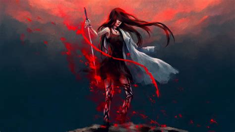 Anime Girl Katana Warrior With Sword Hd Anime K Wallpapers Images
