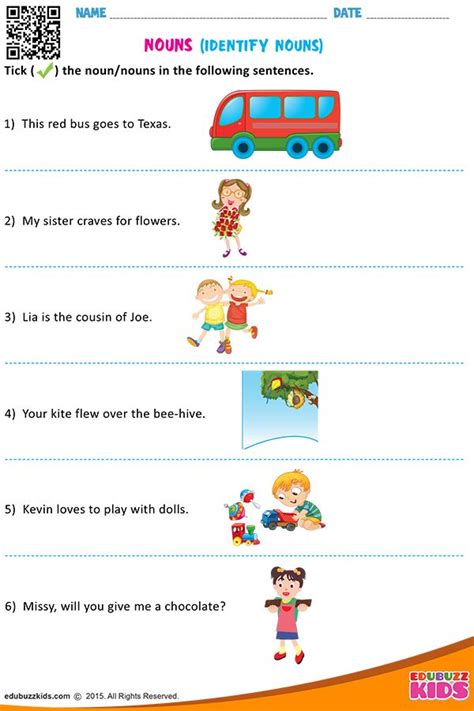 NOUNS (IDENTIFY NOUNS) | Kids math worksheets, Nouns worksheet, Nouns